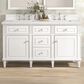James Martin Vanities Lorelai 60" Double Vanity in Bright White with 3 cm Arctic Fall Solid Surface Top, , large
