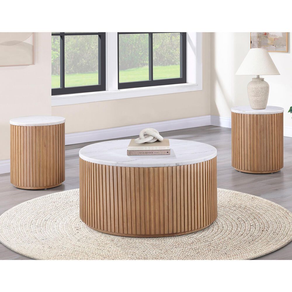 Crystal City Colvin Coffee Table in Warm Toffee and White, , large