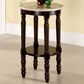 Furniture of America Goncalves End Table with Ivory Marble Top in Dark Cherry, , large