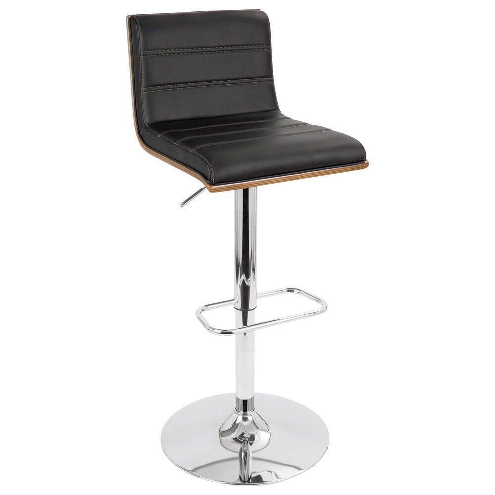 Lumisource Vasari Adjustable Swivel Barstool in Black, Walnut and