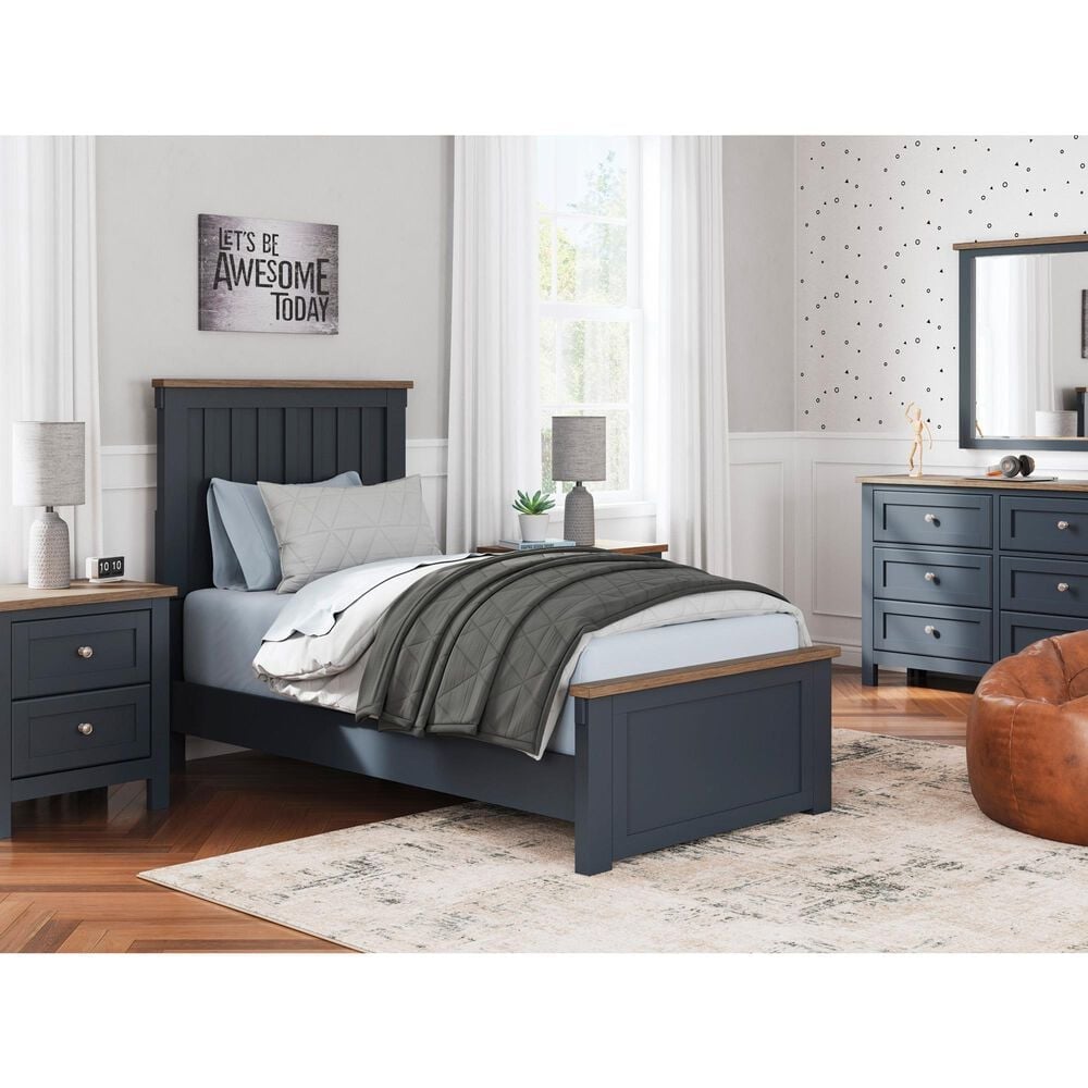Ashley Landocken 4-Piece Twin Bedroom Set in Brown and Blue, , large