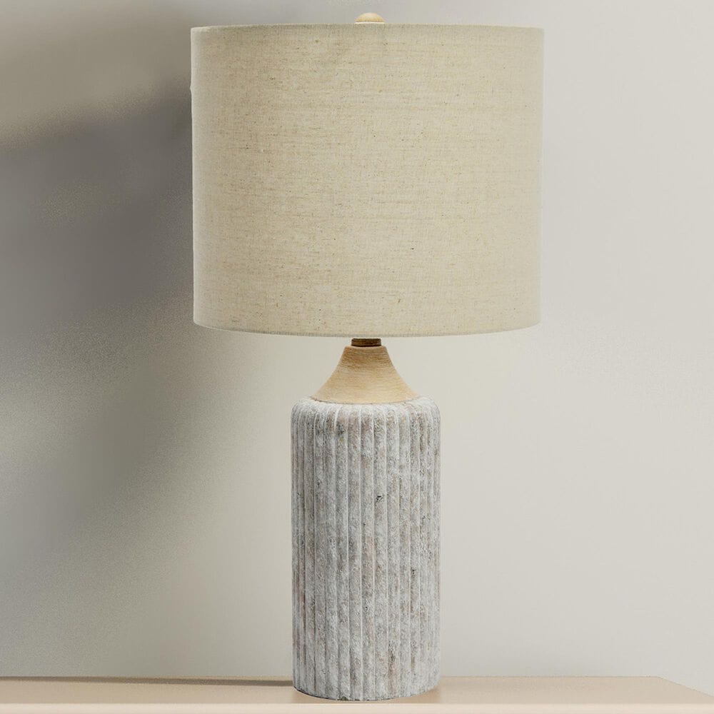 Creative Coop 12" Round Cement Desk Lamp in Cement Grey, , large