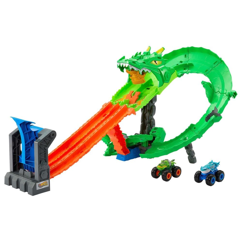 Hot Wheels Monster Trucks Dragon Demolition Track Set in Multicolor, , large