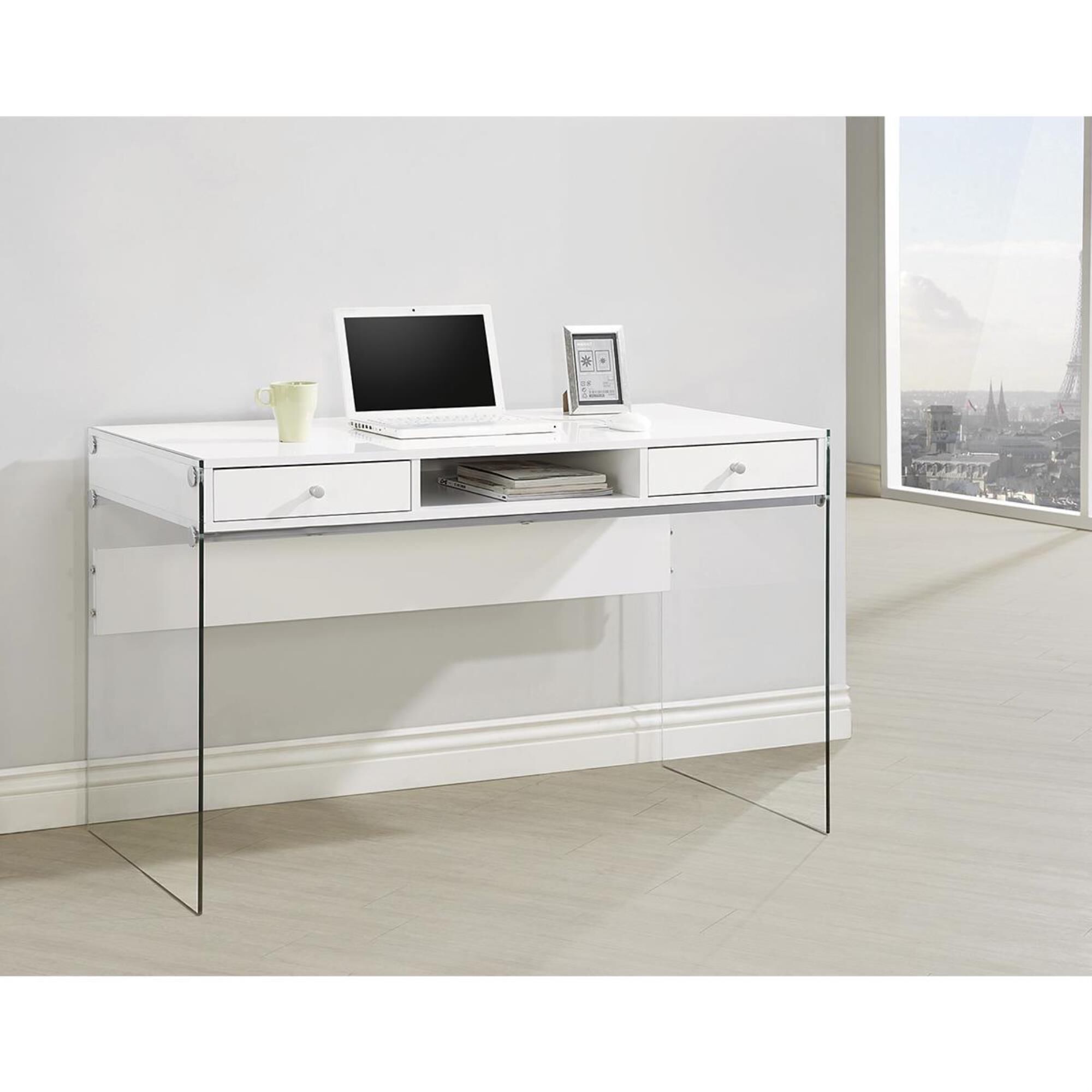 Large glass deals computer desk