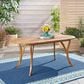 Hearth and Haven 70" Outdoor Oval Dining Table with Slatted Tabletop and Curved Y-Shaped Legs in Teak, , large