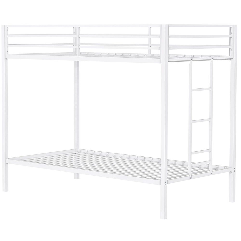 Pacific Landing Alevera Twin Over Twin Bunk Bed with Ladder in Matte White, , large