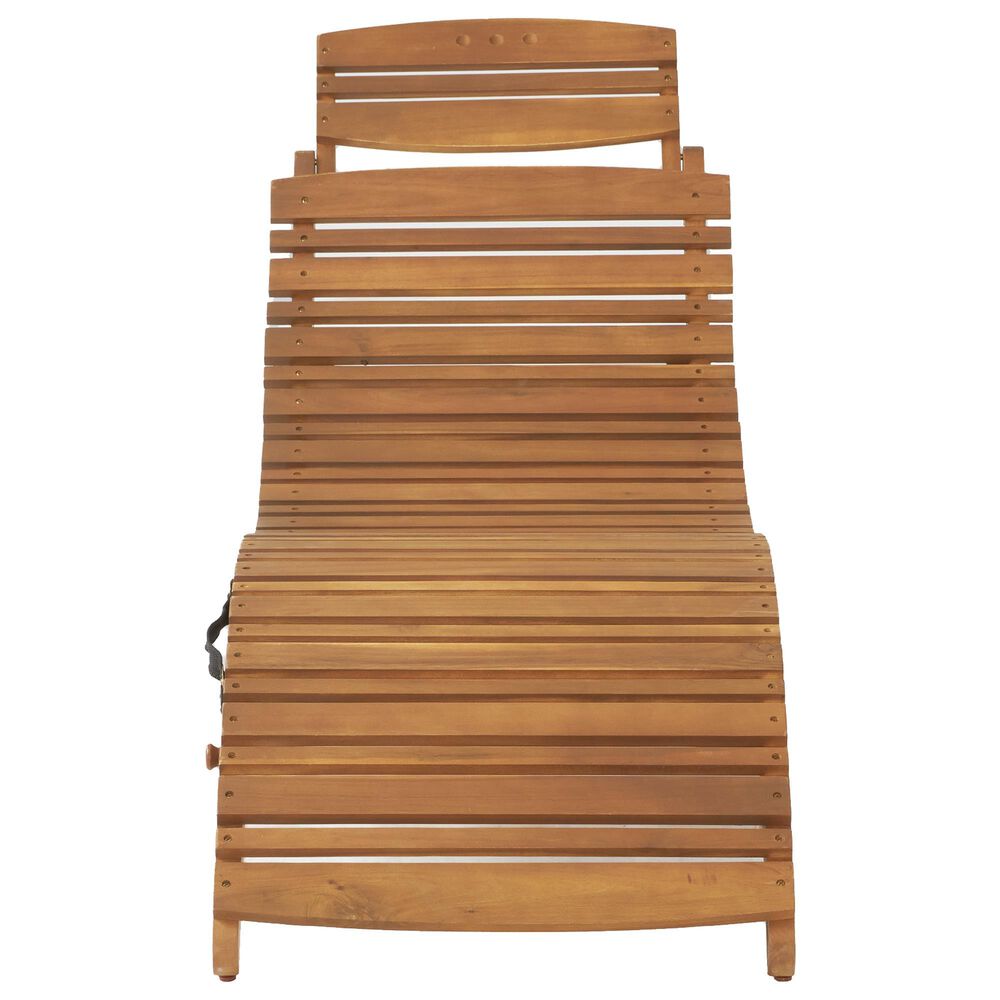 Hearth and Haven Lahaina Outdoor Wood Foldable Chaise Lounge in Brown, , large