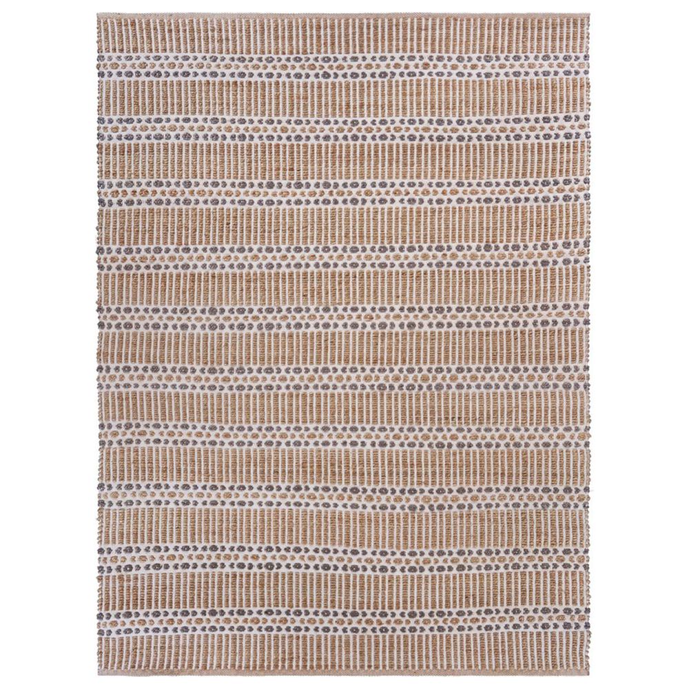 L&amp;R Resources Natural Fiber Striped Ivory Gray 5' x 7'9" Area Rug, , large