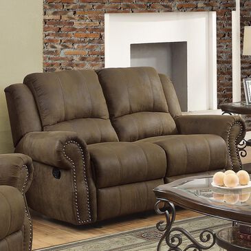 Pacific Landing Sir Rawlinson Gliding Reclining Loveseat in Brown, , large