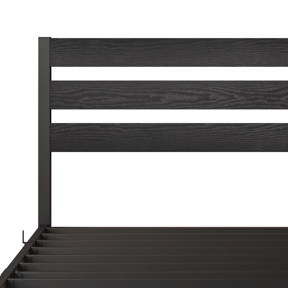 Hearth and Haven Twin Platform Bed Frame with Wood Headboard in Black, , large