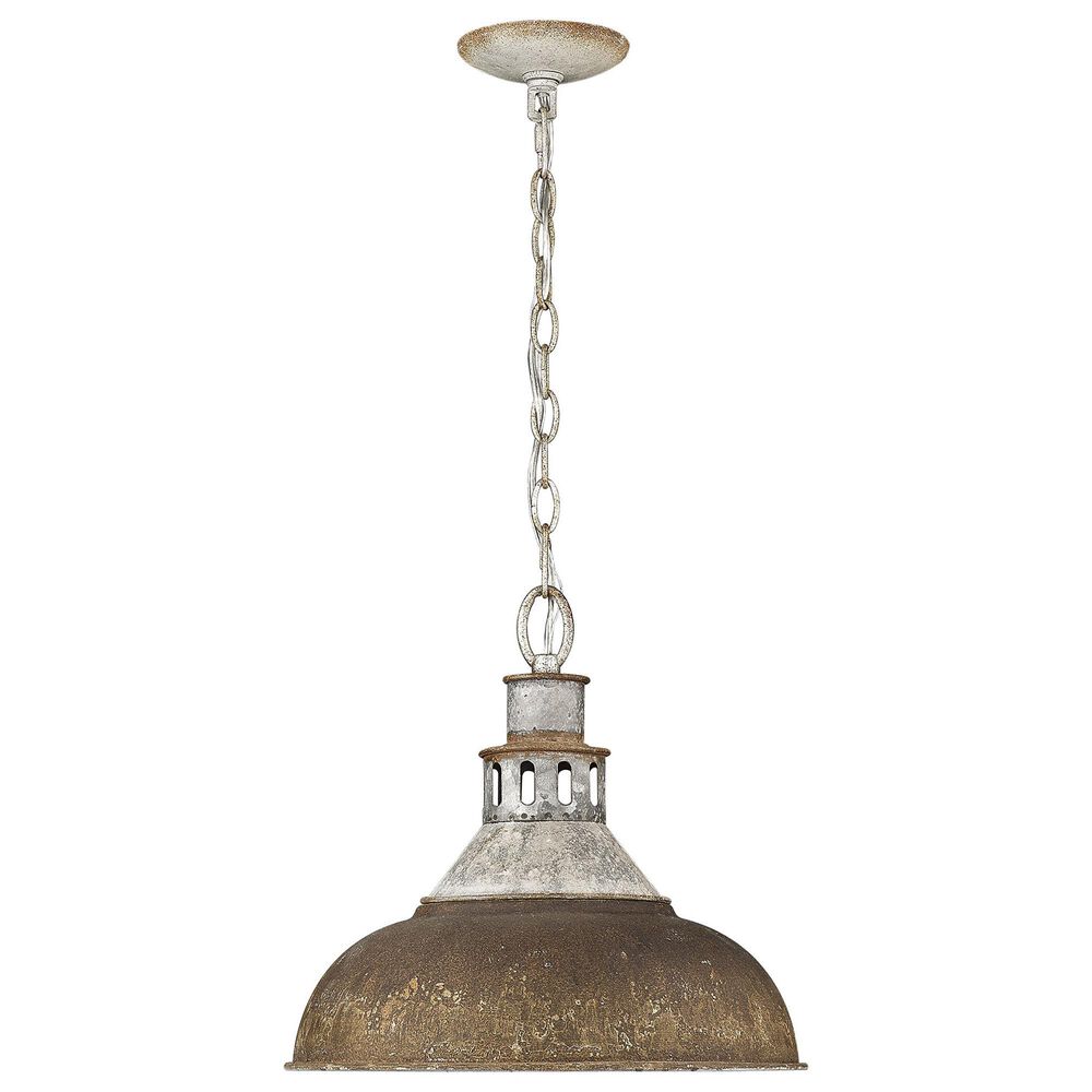 Golden Lighting Kinsley 1-Light Large Pendant with Antique Rust Shade in Aged Galvanized Steel, , large