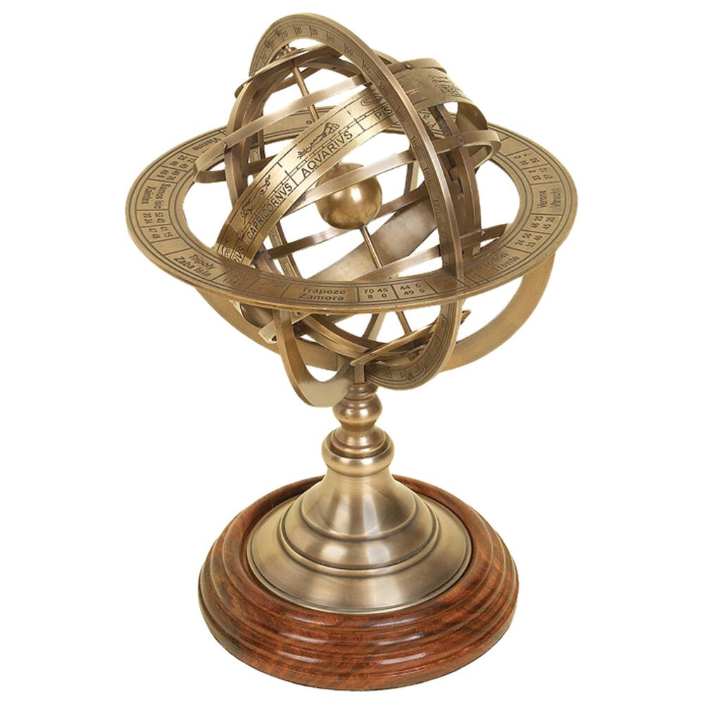 Maple and Jade 11" Coastal Globe in Dark Gold and Brass, , large