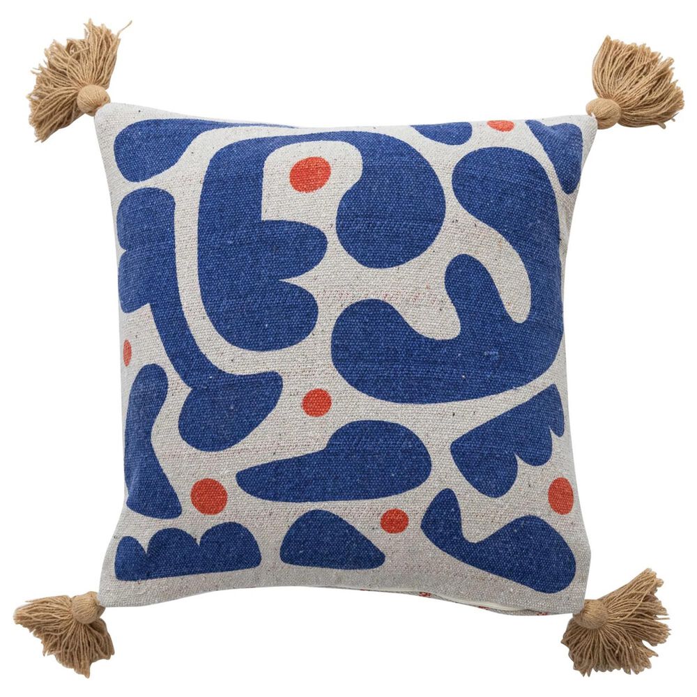 Teak Interiors 18&quot; x 18&quot; Abstract Throw Pillow with Tassels in Multicolor, , large
