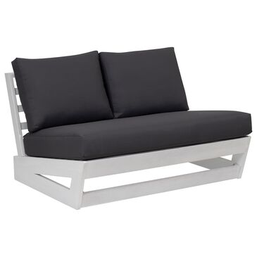 Linon Home Decor Silbury Outdoor Bench with Grey Cushion in White, , large