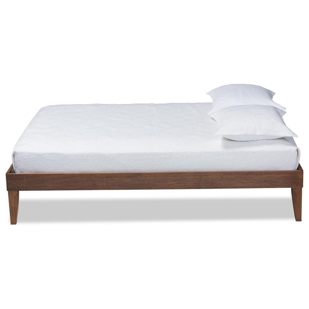 Baxton Studio Lucina Queen Platform Bed Frame in Walnut Brown, , large
