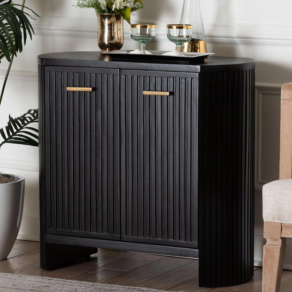 Baxton Studio Keshet 2-Door Accent Cabinet in Black, , large