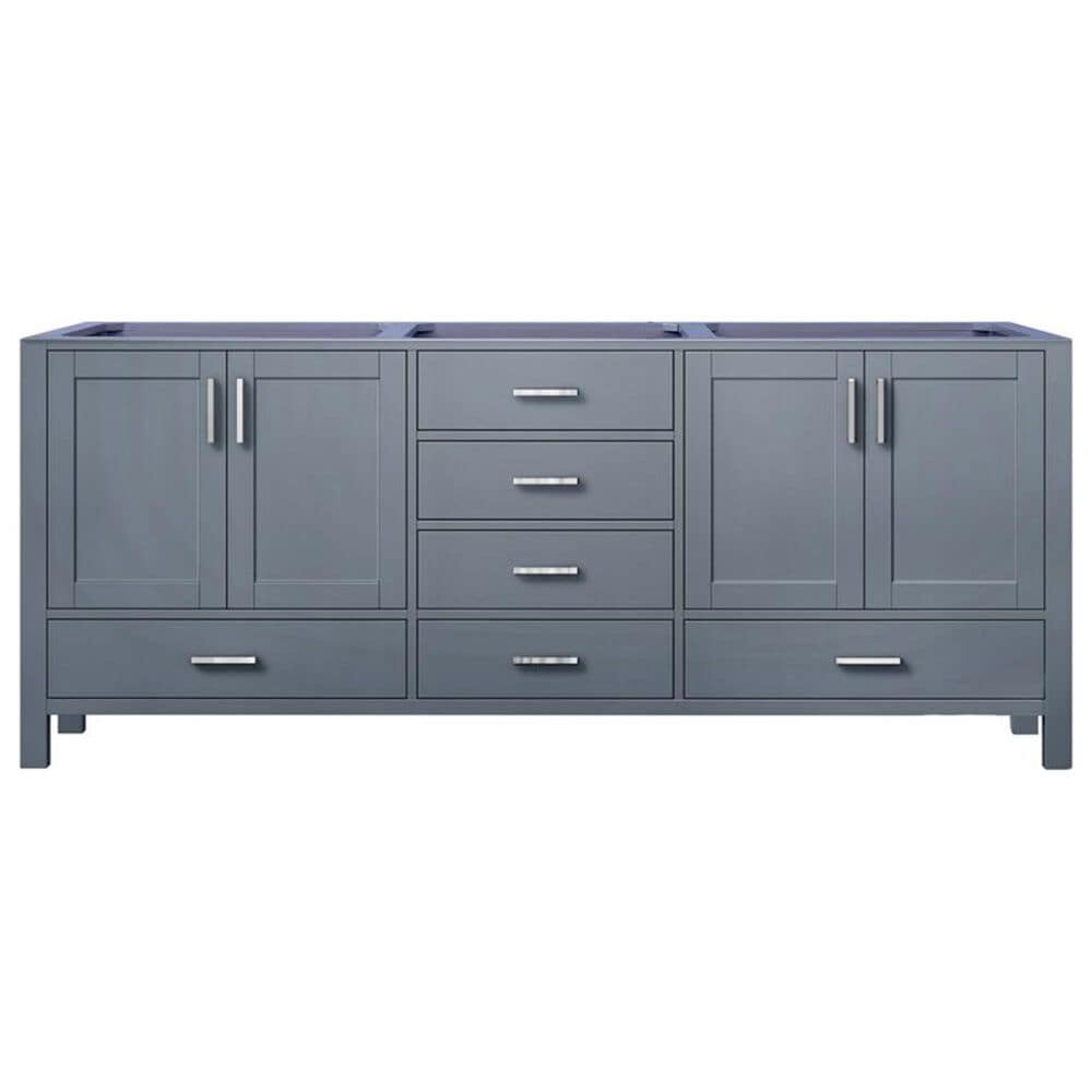 Lexora Home Jacques 80&quot; Double Bathroom Vanity in Dark Grey with 2 cm White Carrara Marble Top and Rectangular Sinks, , large