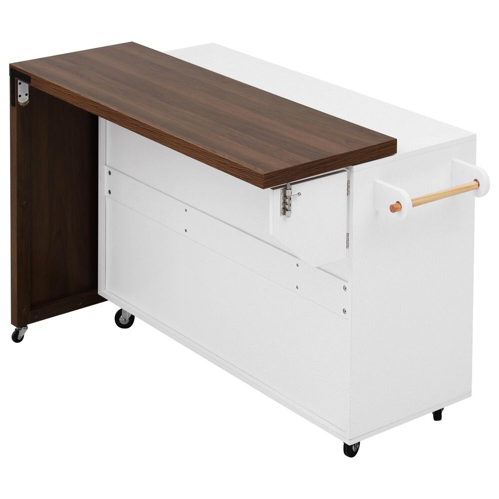 HOMLUX 102" Kitchen Island with Extendable Dining Table in White, , large