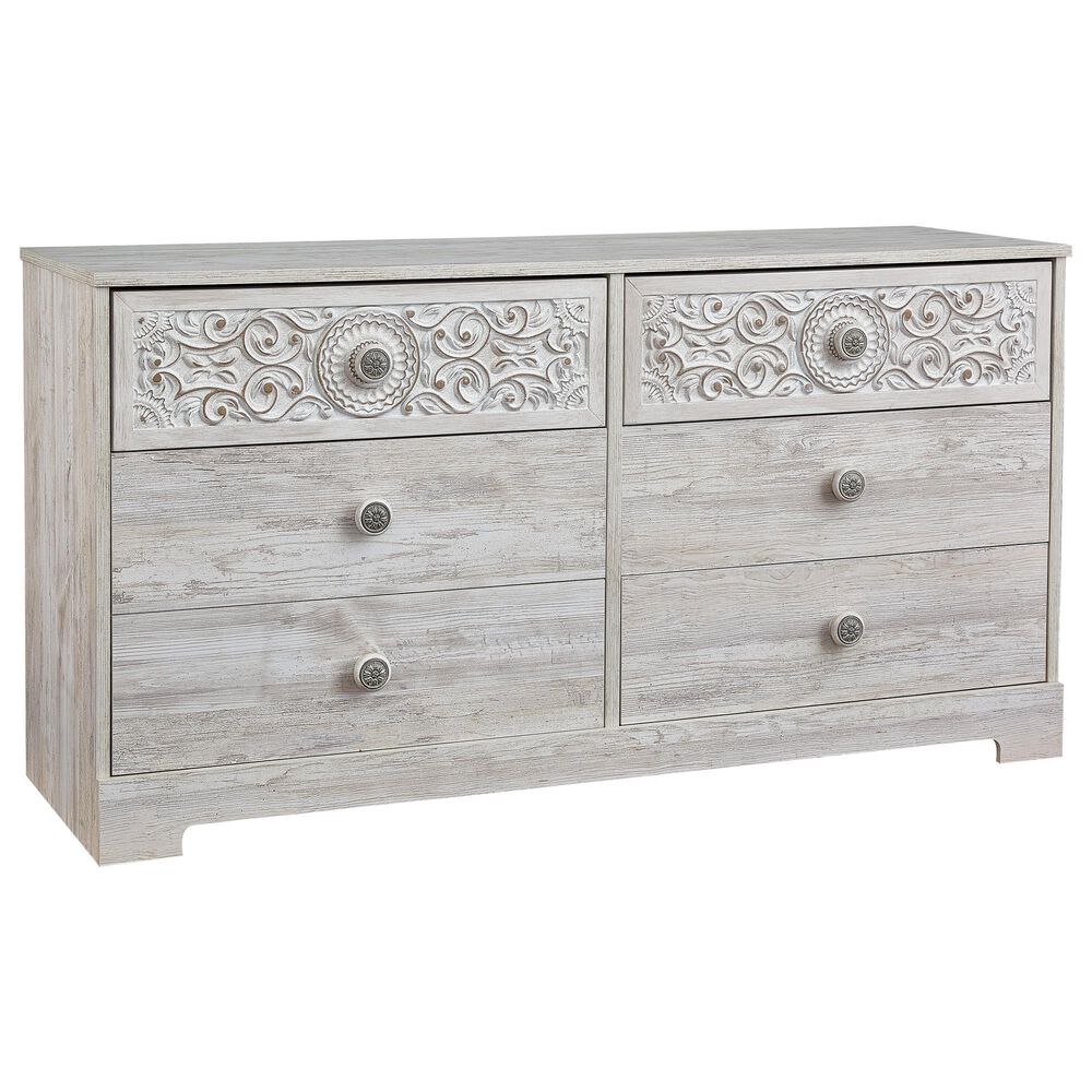 Ashley Paxberry 59" 6-Drawer Dresser in Whitewash, , large
