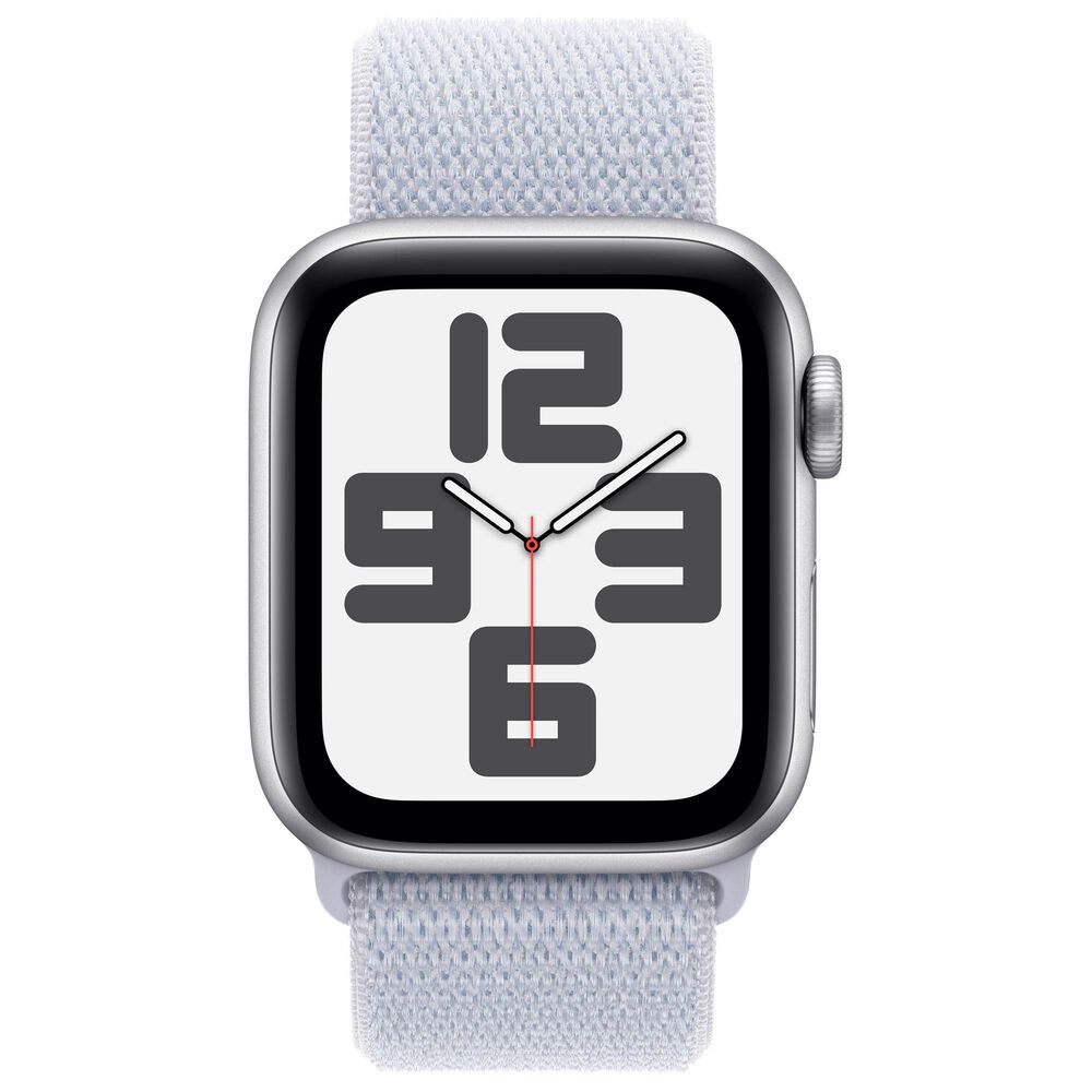 Apple Watch SE GPS + Cellular 40mm Silver Aluminum Case with Blue Cloud Sport Loop, , large