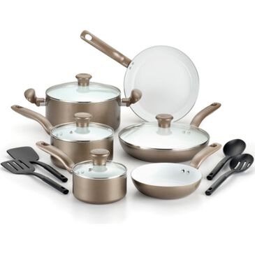 T-Fal Initiatives 14-Piece Ceramic Cookware Set in Champagne Gold, , large