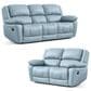 Furniture of America Glarus Manual Recliner Sofa and Loveseat Set in Powder Blue, , large