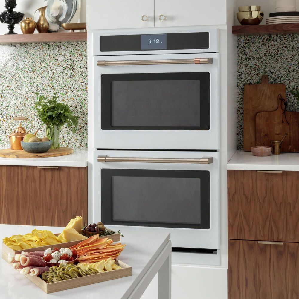 Cafe 30&quot; Smart Double Electric Wall Oven with Convection in Matte White and Brushed Black, , large