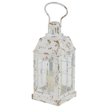 Maple and Jade 14" Vintage Metal Lantern in White, , large
