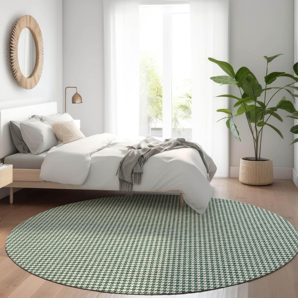 Dalyn Rug Company Hinton 6&#39; Round Green Indoor/Outdoor Area Rug, , large