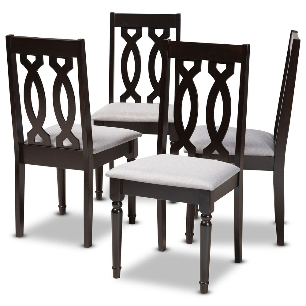 Baxton Studio Cherese Side Chair with Grey Cushion in Espresso Brown (Set of 4), , large