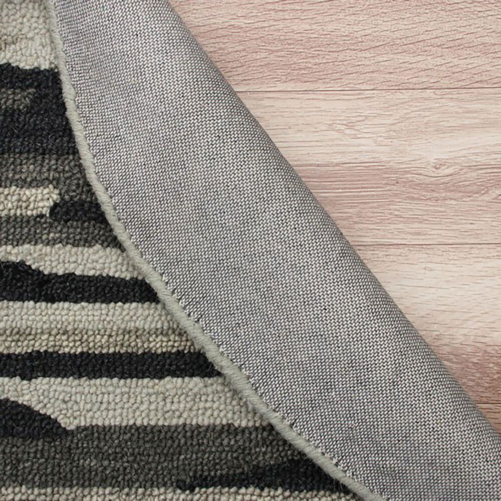 L&amp;R Resources Sinuous Distressed Cabin Camouflage 4&#39; Round Black and Gray Area Rug, , large