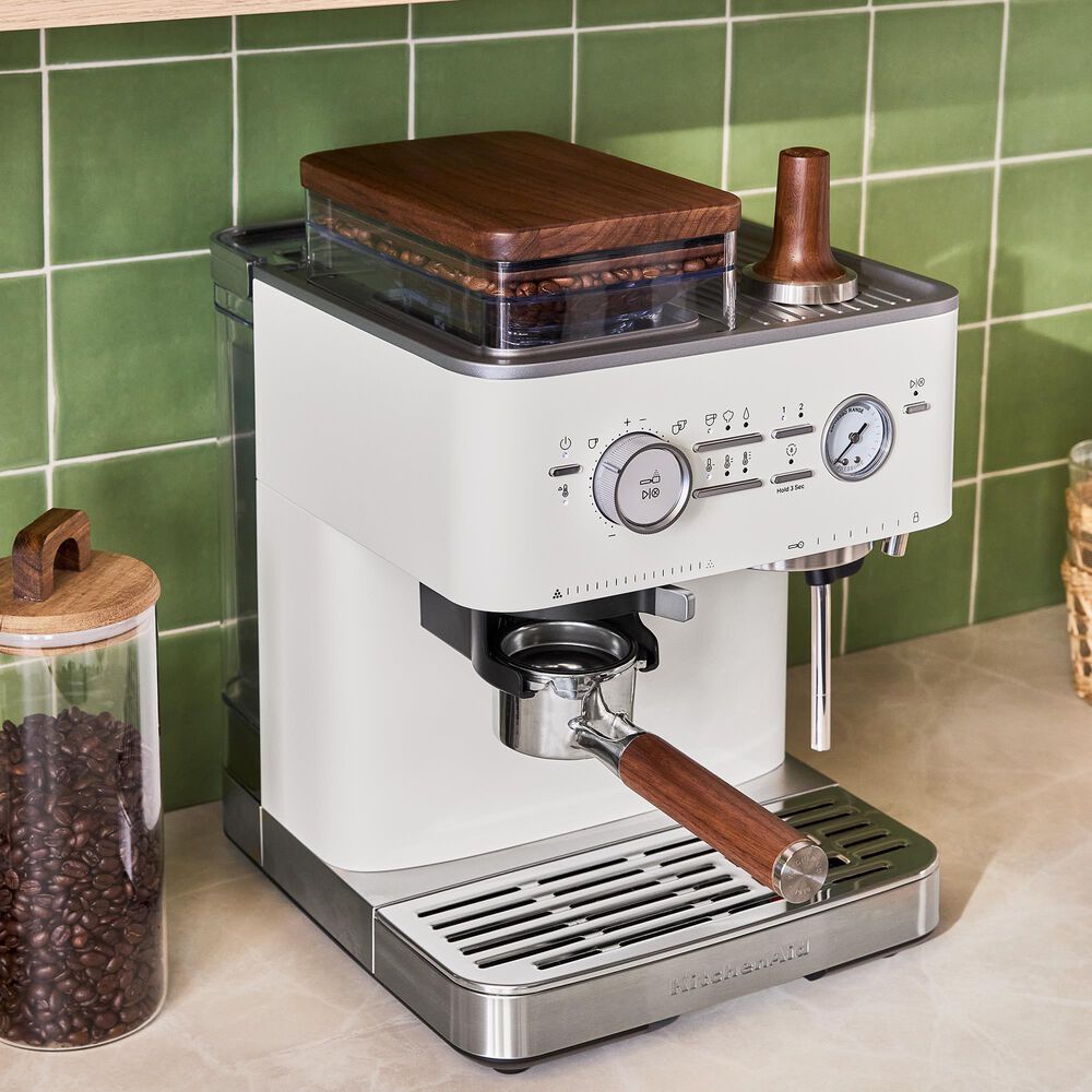 KitchenAid Semi Automatic Espresso Machine in Porcelain White, , large