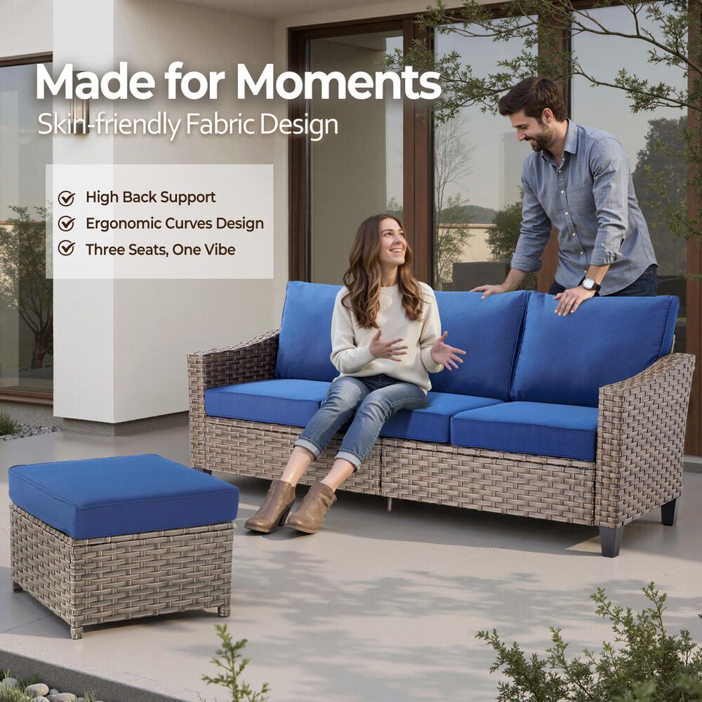 HOMLUX 10-Piece All-Weather PE Rattan Patio Conversation Set in Navy Blue, , large