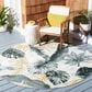 Safavieh Barbados Tropical Botanical 5"3" Round Grey and Gold Indoor/Outdoor Area Rug, , large