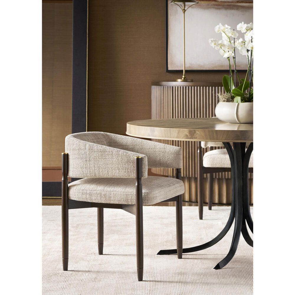 Vanguard Furniture Rendition Stocked Arm Chair with Reynolds Linen Upholstery in Peppercorn, , large