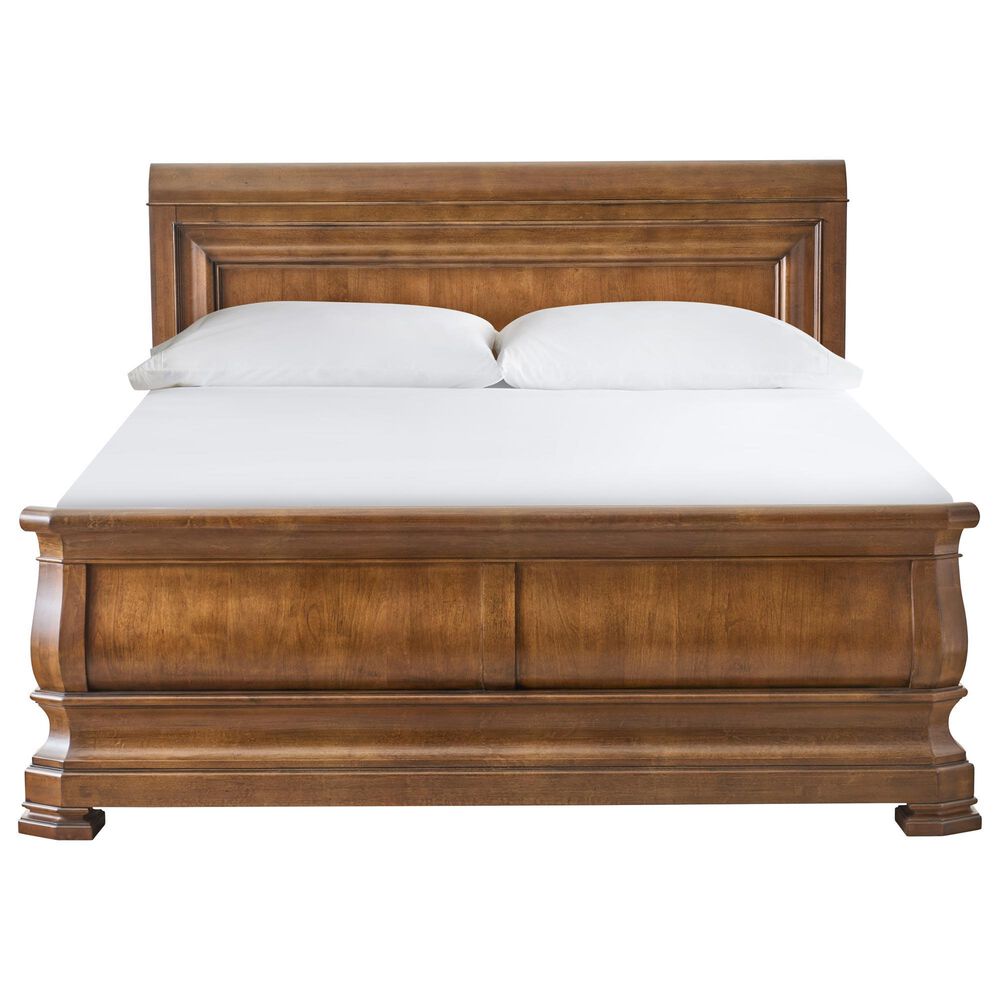 Universal Furniture New Lou King Sleigh Bed with Two Nightstands in Cognac, , large