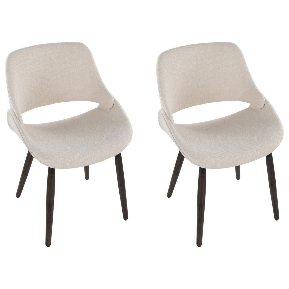 LumiSource Fabrico Side Chair with Cream Fabric Cushion in Dark Walnut (Set of 2), , large