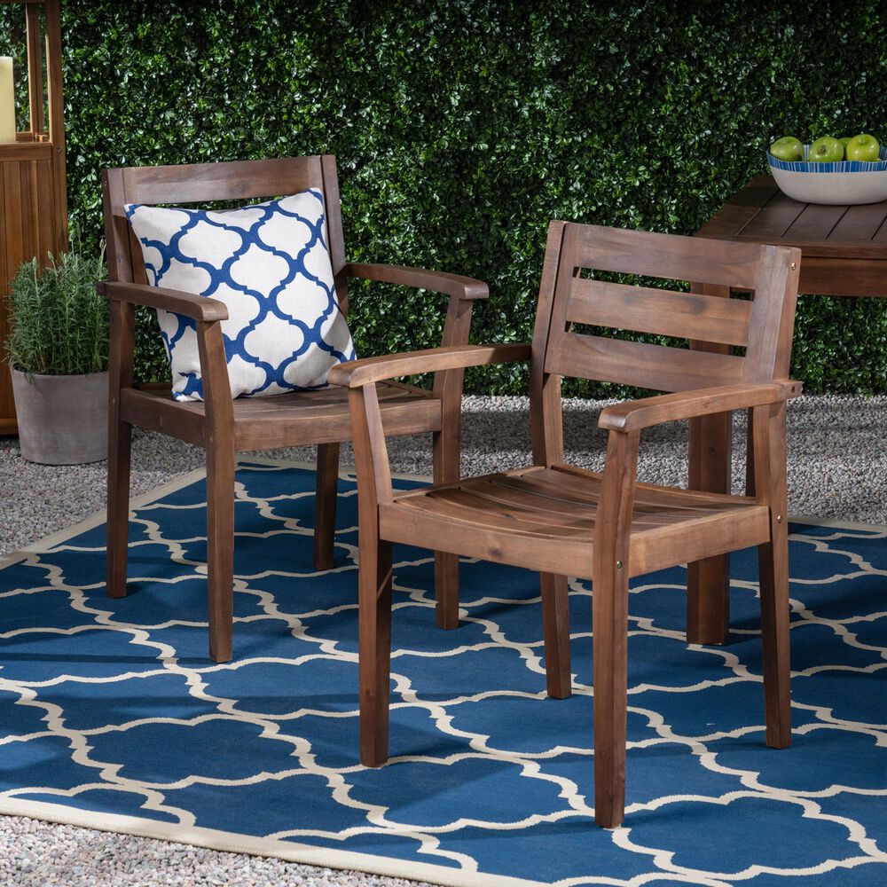 Hearth and Haven Stamford Patio Dining Chair in Dark Brown (Set of 2), , large