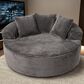 HOMLUX 59" Plush Corduroy Round Chair in Gray, , large