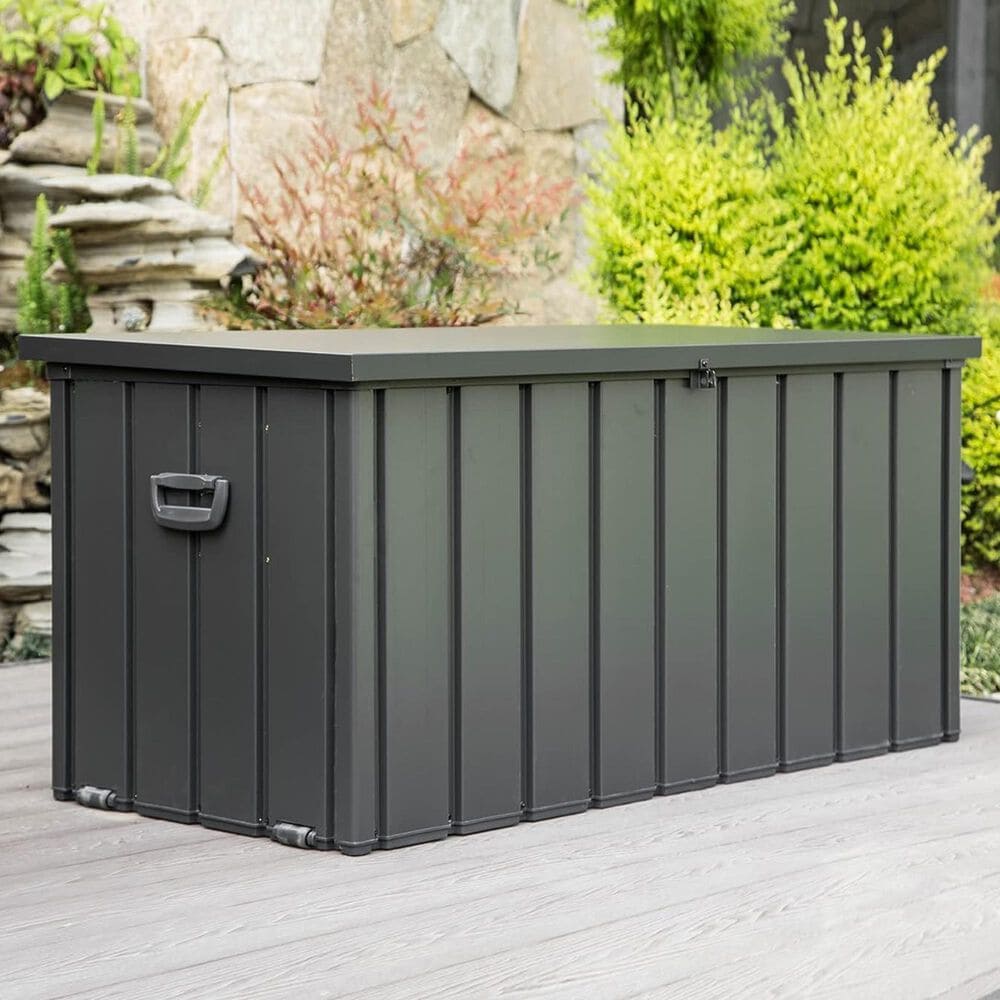 HOMLUX 100-Gallon Outdoor Waterproof Storage Deck Box with Lockable Lid in Dark Gray, , large