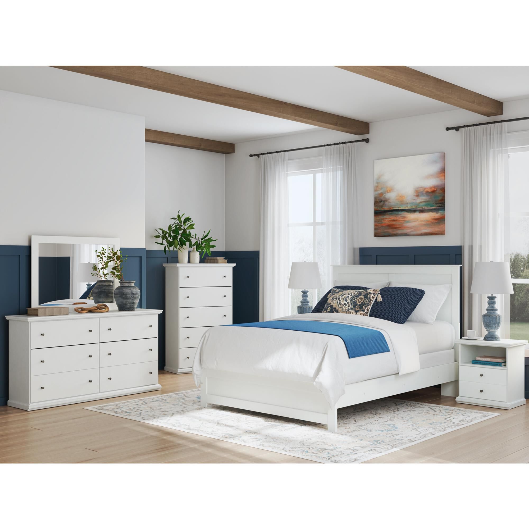 Ashley Bostwick Shoals 5-Piece Queen Panel Bedroom Set in White