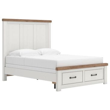 Ashley Savonport Queen Storage Panel Bed in White and Brown, , large