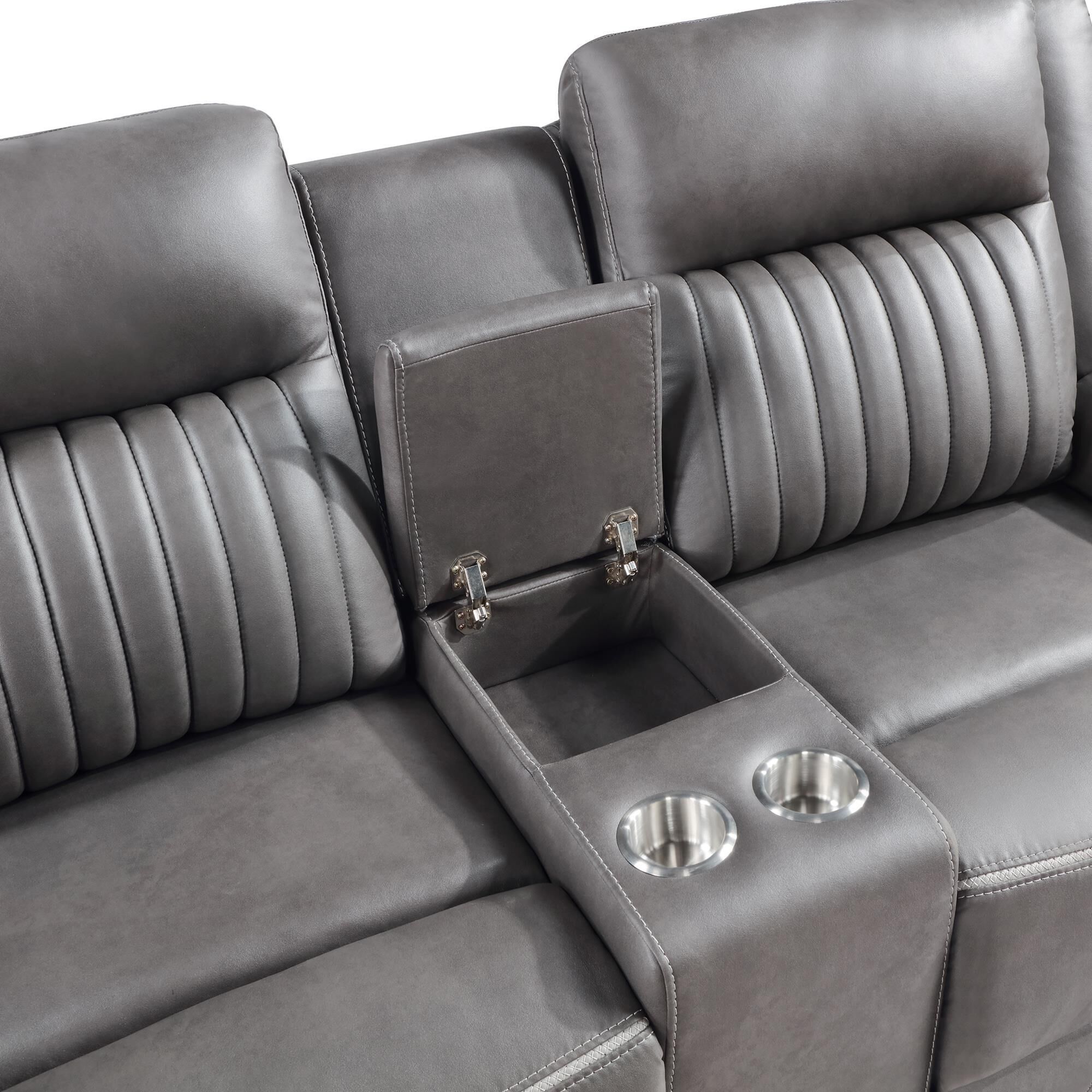 New Heritage Enzo Manual Reclining Console Loveseat in Gray