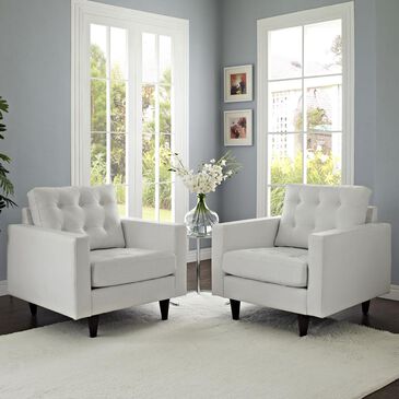 Modway Empress Armchair Leather (Set of 2) in White, , large