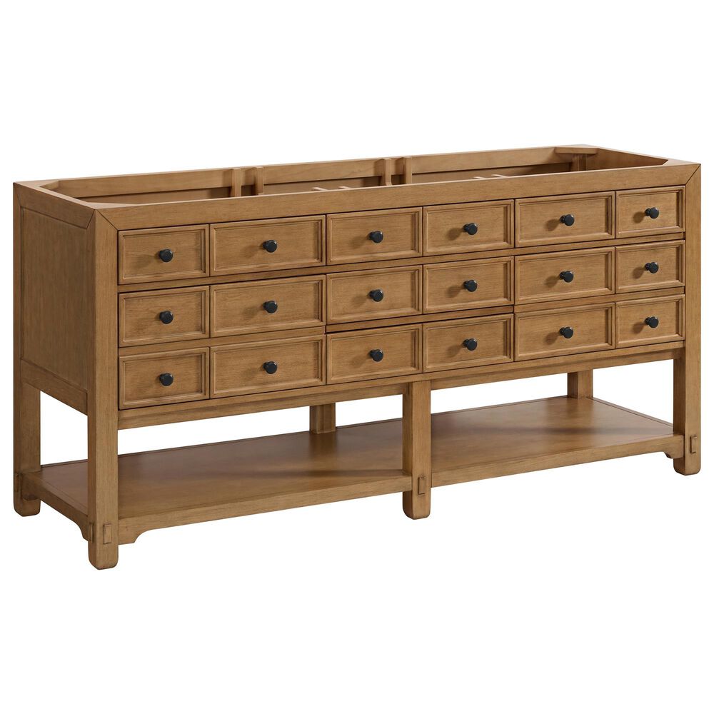 James Martin Vanities Malibu 72" Double Bathroom Vanity in Amber Birch with 3 cm Charcoal Soapstone Quartz Top and Rectangular Sinks, , large