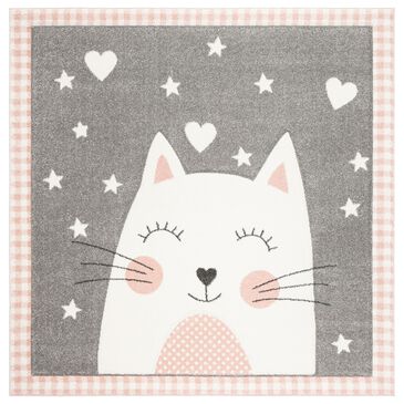 Safavieh Carousel CRK134 3" Square Pink and Grey Kids  Area Rug, , large