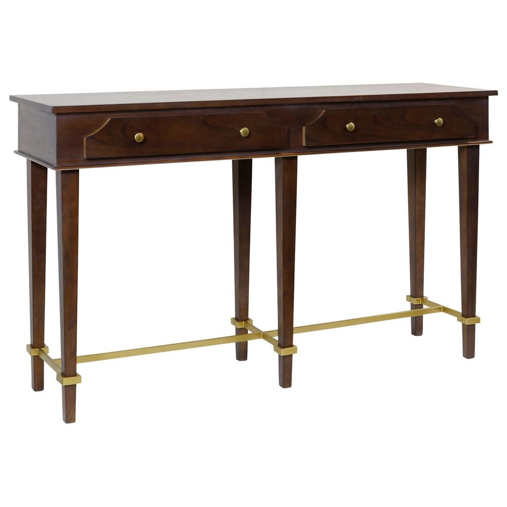 Flair Industries 2-Drawer Console Table in Dark Caramel and Gold, , large