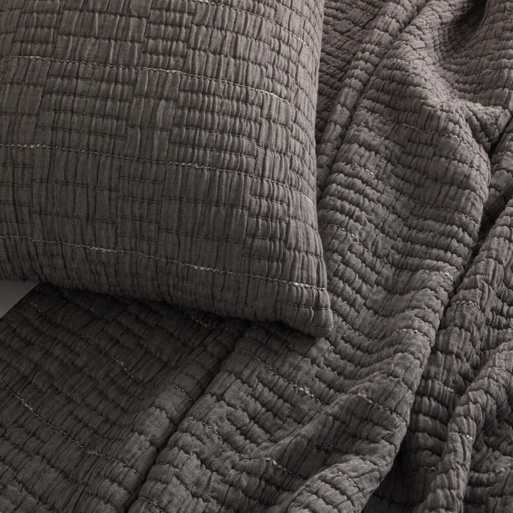 Ann Gish Pickstitch 3-Piece Queen Coverlet Set in Charcoal, , large