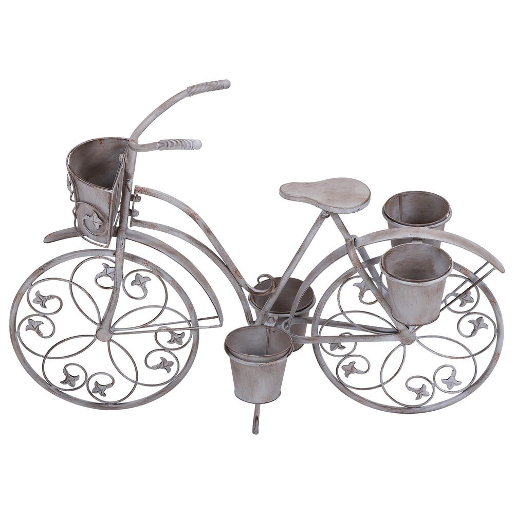 Maple and Jade 26" Bicycle Planter in Silver, , large