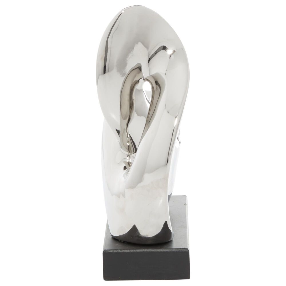 Maple and Jade 12&quot; Abstract Infinity-Shaped Sculpture in Silver and Black, , large